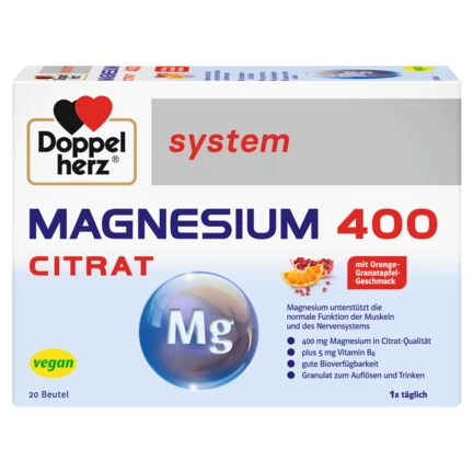 Abbildung der Produktverpackung Doppelherz system MAGNESIUM 400 CITRAT Frontansicht